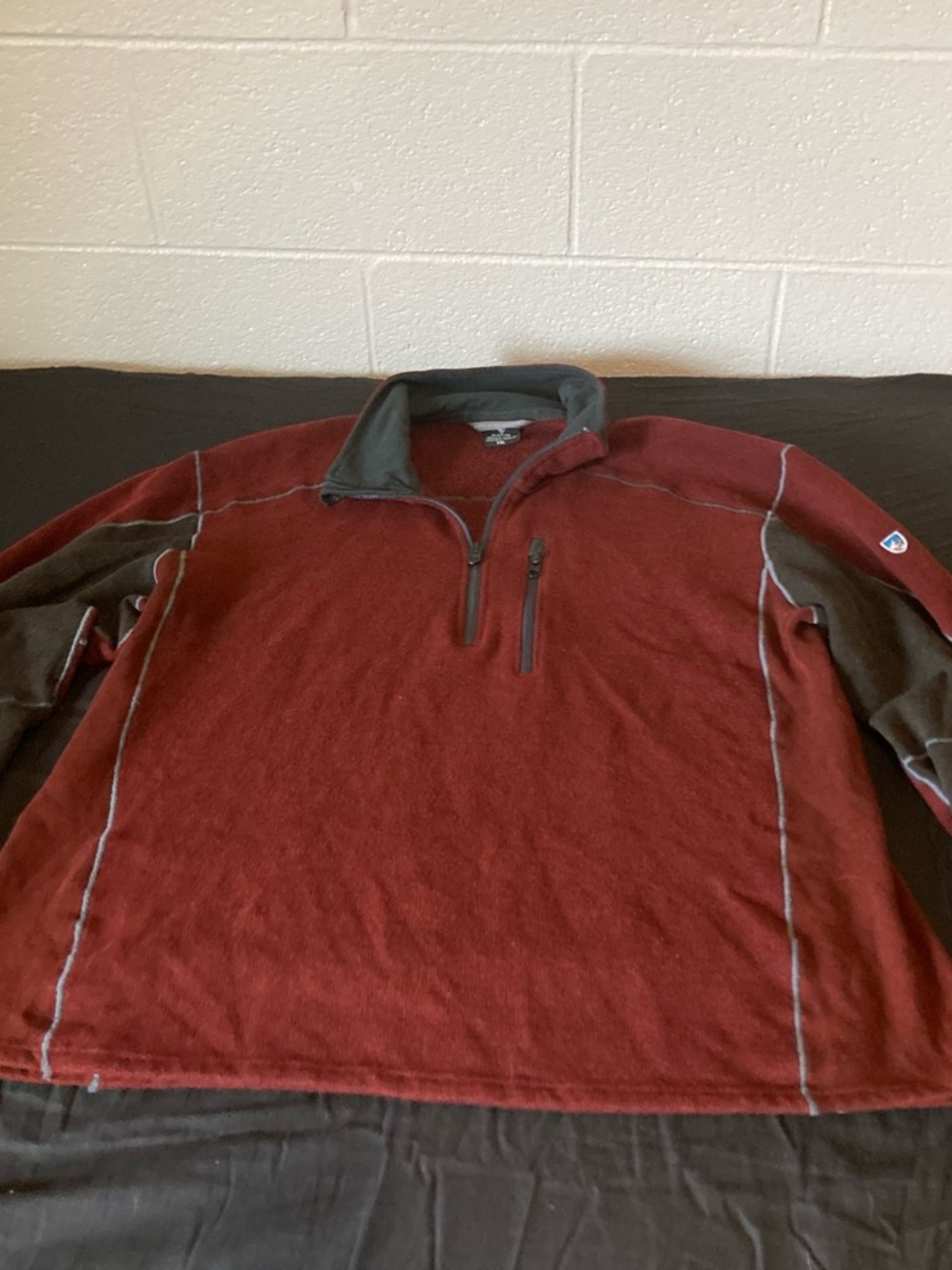 Kuhl Men's Burgundy and Charcoal Half-Zip interceptor Sweater XXL